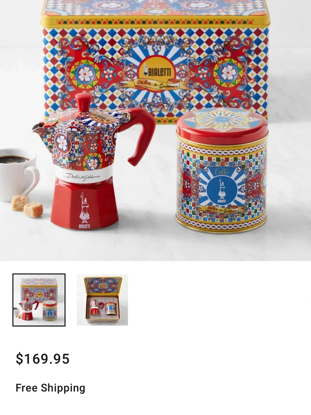 Bialetti Red D&G Decorative French press & Coffee Tin Gift Set